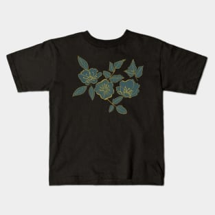 California Wild Rose Mustard and Teal Design Kids T-Shirt